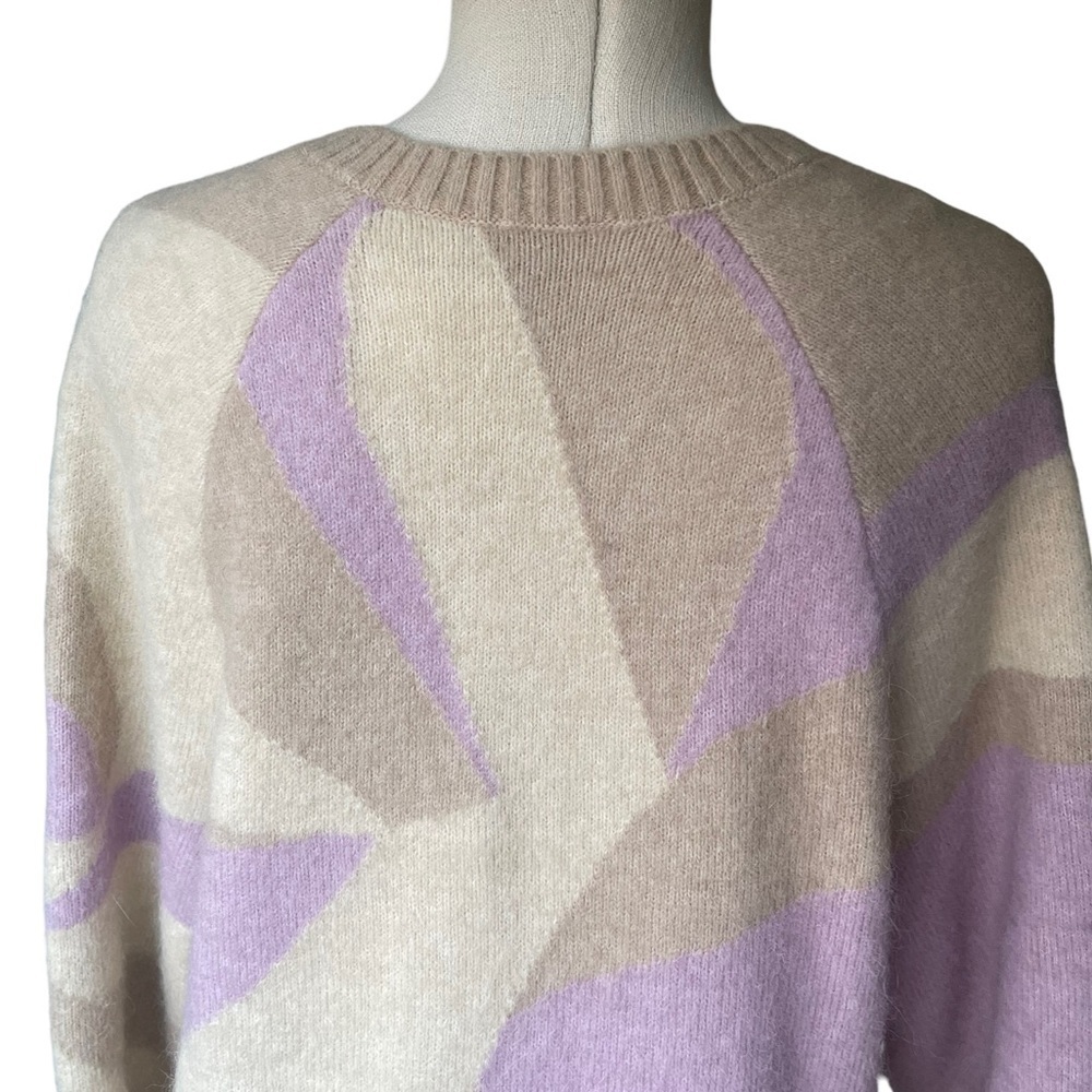 & Other Stories Intarsia Alpaca Wool Knit Midi Dress in Beige/Pink - Picture 9 of 10